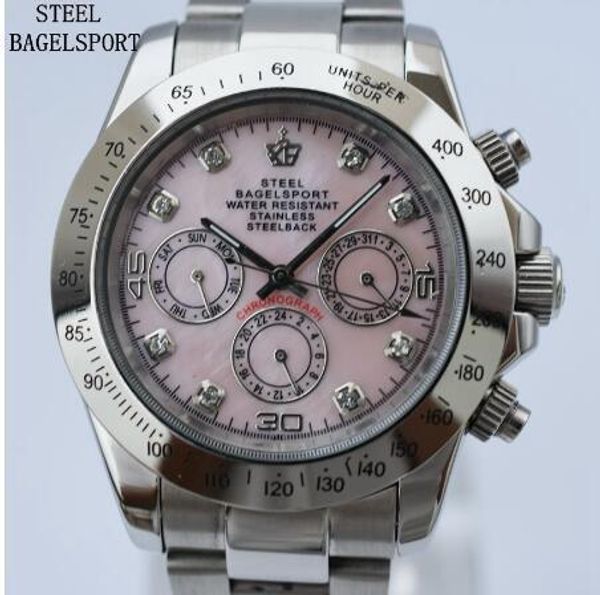 

steelbagelsport brand luxury full steel automatic mechanical men watch classic watch fashion rhinestone male clocks, Slivery;brown