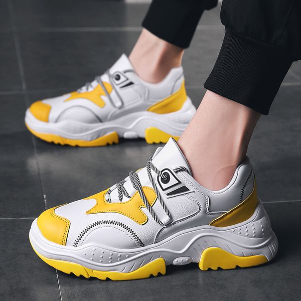 

men's shoes spring and summer new shoes wild breathable tide thick bottom casual lightweight increaseheight men's, Black