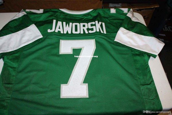 

retro #7 ron jaworski custom mitchell & ness jersey green stitching men's football jerseys rugby, Black;blue