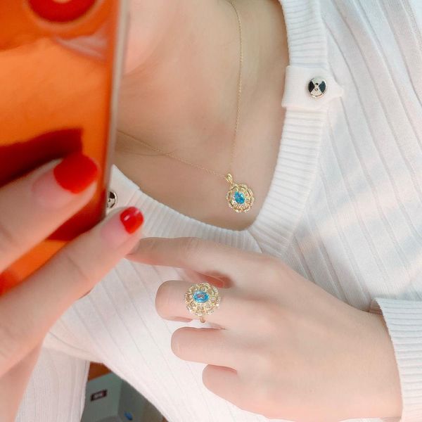 

shilovem 925 sterling silver natural blue z rings pendants fine jewelry women wedding send necklace 6*8mm dtz0608222agb, Black