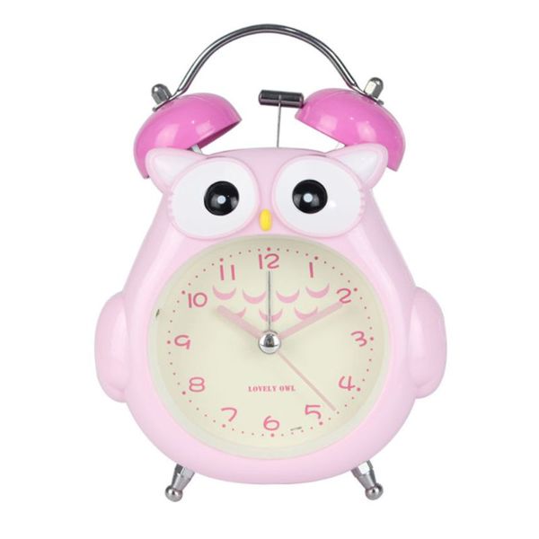 

lovely cartoon owl alarm clock night light bedside silent bedroom home decor