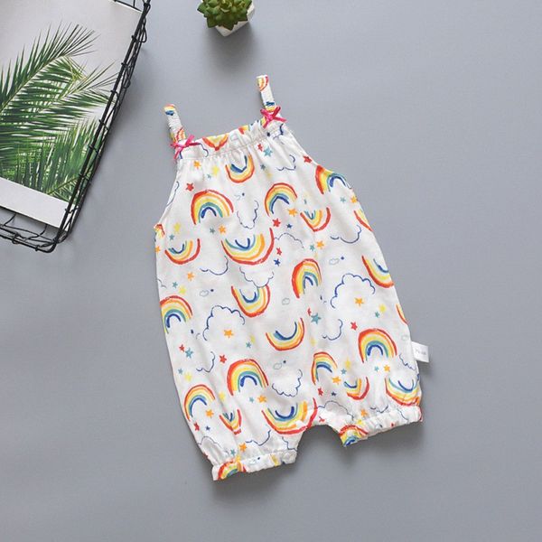 

children's summer strawberry, rainbow beautiful clothes cotton cute halter robe, Red;yellow