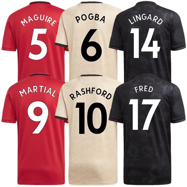 

fc manchester pogba soccer jersey 2019 2020 lingard lukaku rashford football shirt united utd 19 20 home away third jerseys thailand, Black;yellow