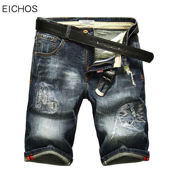 

New Men Short Jeans 2017 Summer Personality Holes Denim Short Jeans Men Fashon Slim Fit Half Points Denim Shorts