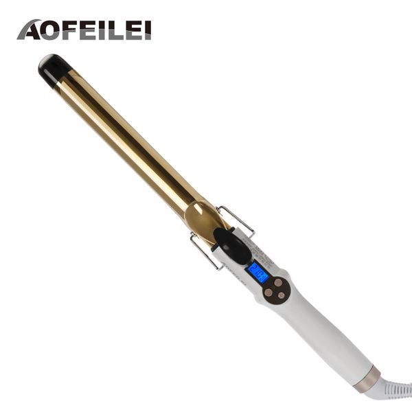 

aofeilei golden electric professional ceramic hair curler lcd curling iron roller curls wand waver fashion styling tools