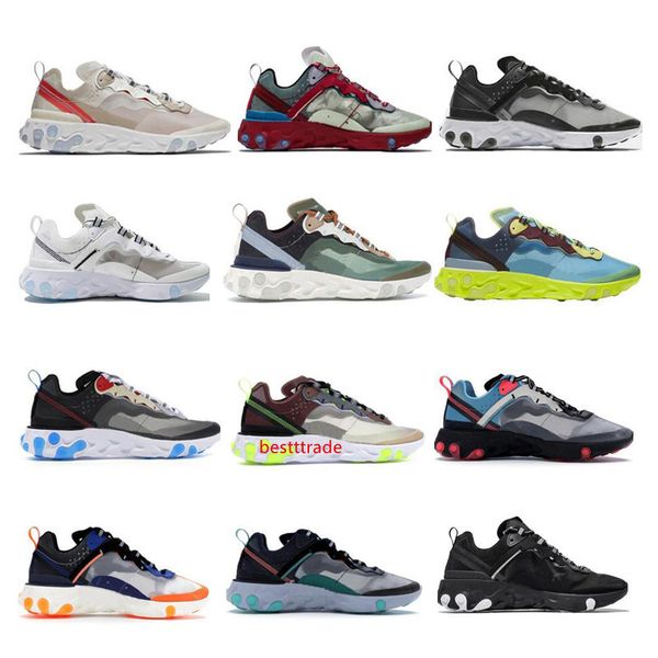 

2019 epic react element 87 undercover men running shoes undercover green stripe black women designer shoes sport sneakers 5.5-11
