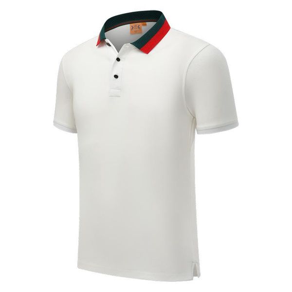 

sd 20028 cf new mercerized cotton striped collar short-sleeved polo shirt men and women youth lapel polo shirt white half sleeve, Black