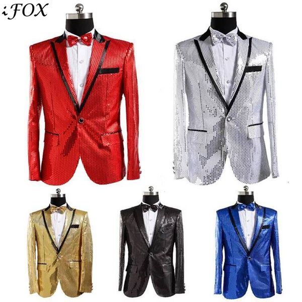 

real p sequined casual men blazer with tie 2019 new arrival men stage performance wear slim fit dj club one button blazer, White;black