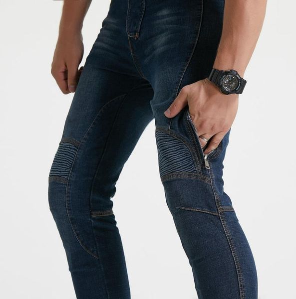 

men's motorcycle stylish riding fleece warm winter stretchy jeans slim casual pants with stealth protector skinny lady size