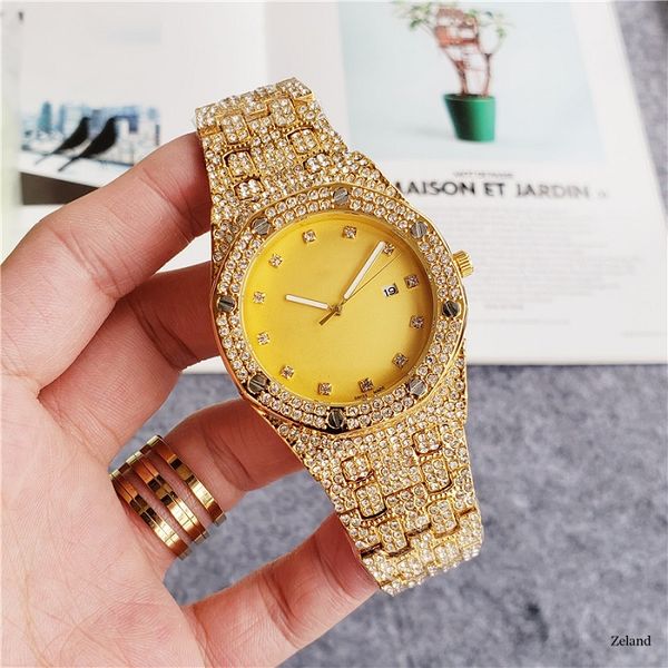 

2020 mens fashion sport watch luxury sport watches stainless steel diamond iced watch audemars p watch luxury mens watches montre de luxe, Slivery;brown