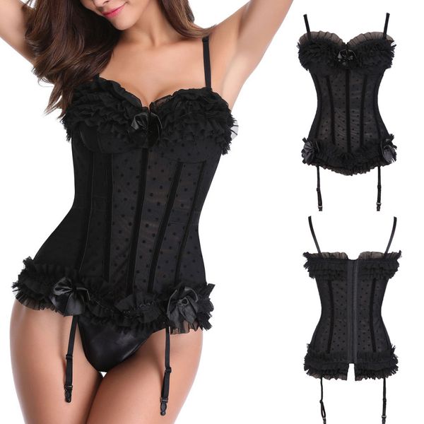 

женщины волна точка наклейка кружева жилет свадебное платье профилировщик тела корсеты сексуальные бюстье корсаж моделирование шейперы ремен, Black;white