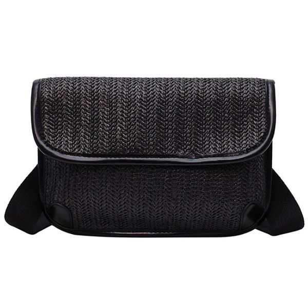 

summer small bag straw woven foreign women's bag new single shoulder slung straw small square black