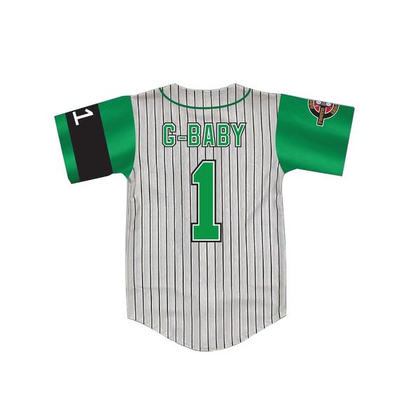 

throwback jarius 'g-baby' evans kekambas baseball jersey hardball includes archa patch and g-baby memorial sleeve good quality, Blue;black