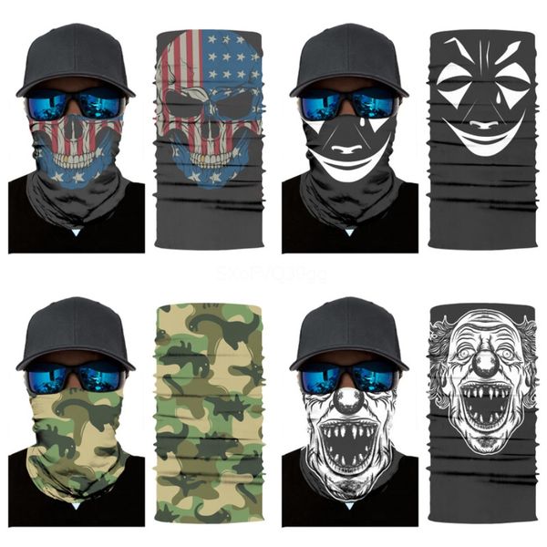 

wholesale- summer ice silk triangle sunscreen mask men and women outdoor sports riding magic skull scarf anti-uv collar#361, Blue;black