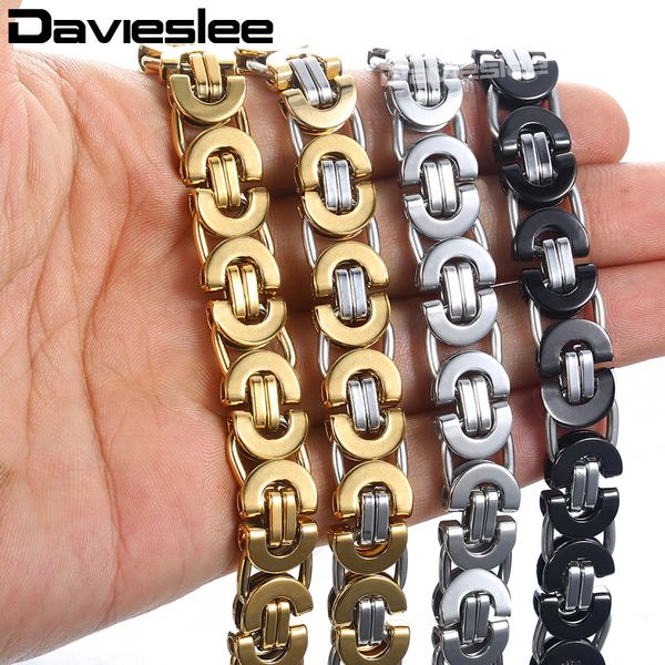 

мужские браслет золото серебро тональные византийская из нержавеющей стали цепи браслеты для мужчин подарка ювелирных изделий способа 6/8, Black