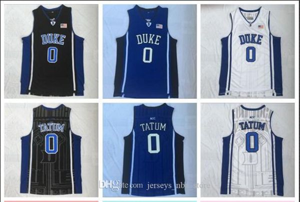 

ncaa duke college 0 татум белый, черный и синий вышитые баскетбол swingman джерси, Black;red