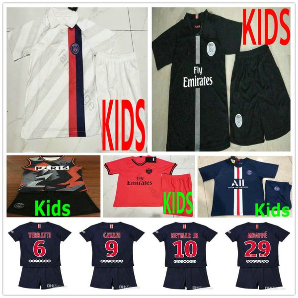 

2019 2020 Kids Paris Saint Germain Soccer Jerseys CAVANI NEYMARJR MBAPPE VERRATTI Home Away Third Custom Youth Boys Children Football Shirt