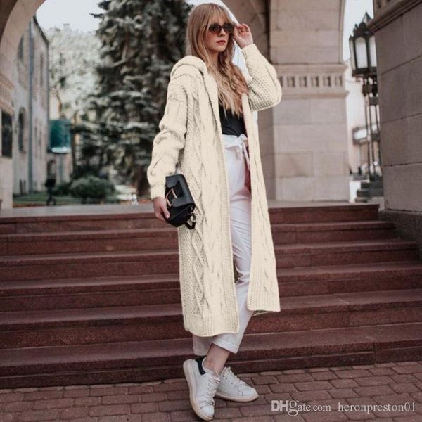 

womens designer sweater carsigan solid color lonng sleeve womens hooded sweaters winter ladies jacquard casual cardigan, White;black