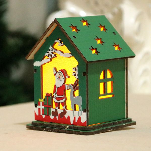 

wooden house diy with candle light kids durable deer hanging christmas tree led portable decoration gift handcraft