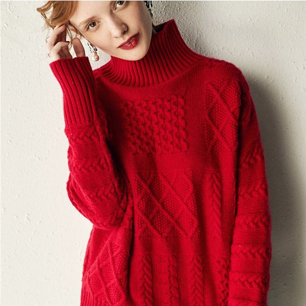 

cashmere sweater female high collar knit cashmere sweater solid color elegant long sleeve warm women's clothing, White;black