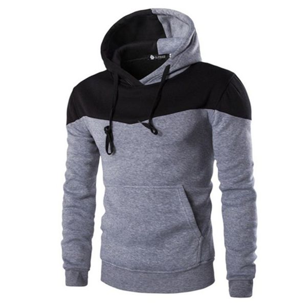 

2017 new arrival male patchwork hoodies casual men's pocket decoration long sleeve hooded sweatshirts multi colors plus size, Black