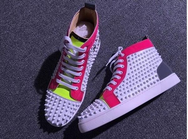 

mutil spikes hi studded spikes casual flats man sneakers party lovers fashion red bottom gray blue rivets size 35-46 with box, Black