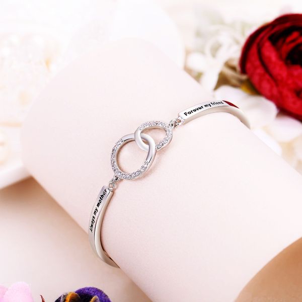 

tuliper minimalism circle bridal bracelet cubic zircon bracelet for bridesmaid women wedding party jewelry mother's day gift, Black