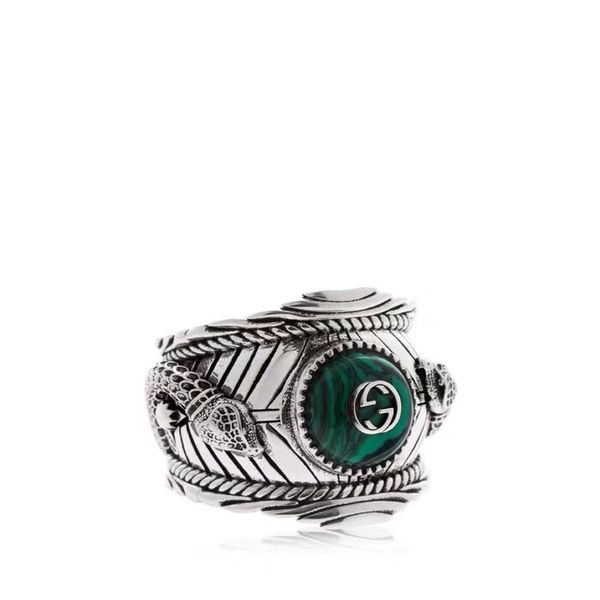 

s925 pure silver ring with nature malachite and dragon shape design for women and man wedding jewelry gift + box ps7, Golden;silver