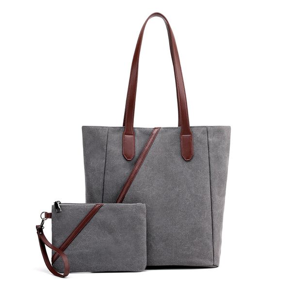 

2pcs/set large capacity composite bag canvas casual sac a main femme handbags women shoulder bag