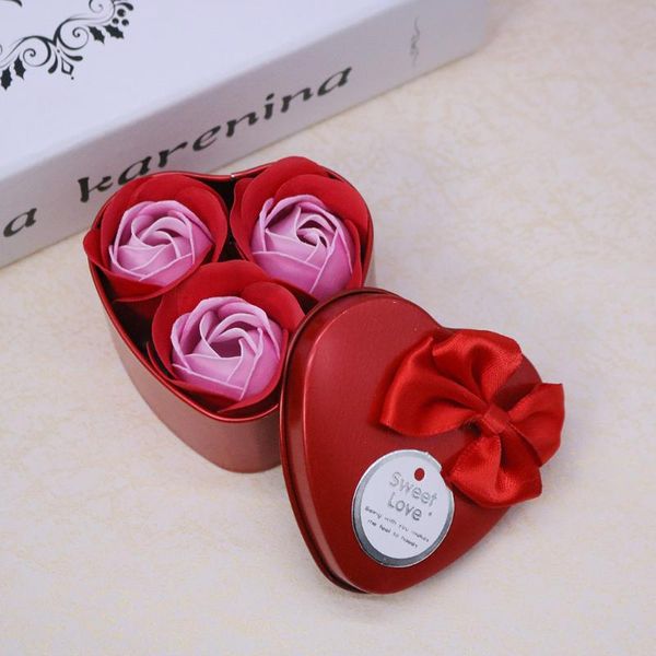 

3pcs rose flower soap heart scented bath body petal wedding party decoration gift valentine's day present j50