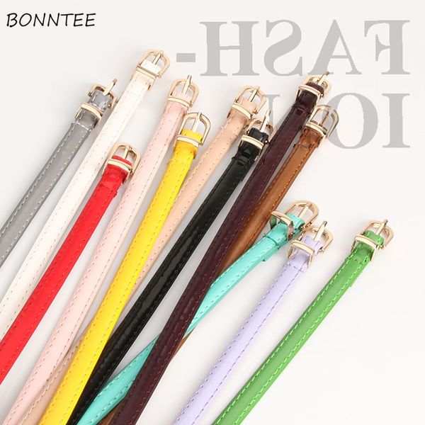 

belts women candy color thin korean style leather waistband dresses-decorative belt all-match ladies casual, Black;brown