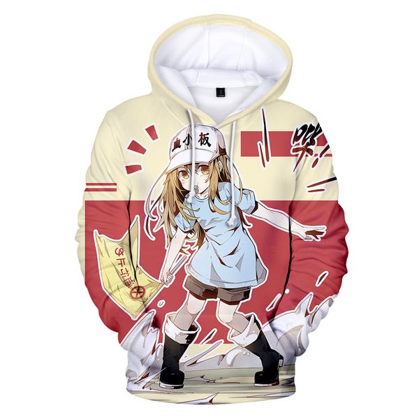 

new 3d anime japan cells at work hoodie young feamle pink sweet cartoon joker design cells at work 3d full printed coats, Black