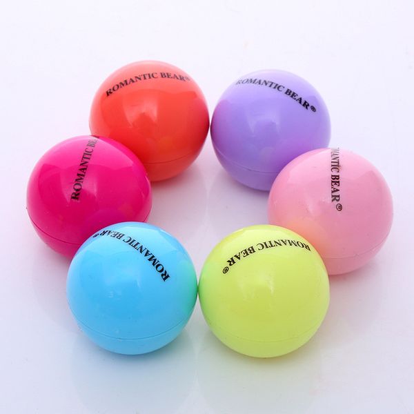 

6 Цветов Симпатичные Круглый Шар Бальзам для Губ 3D Lipbalm Фруктовый Аромат Губы Smacker