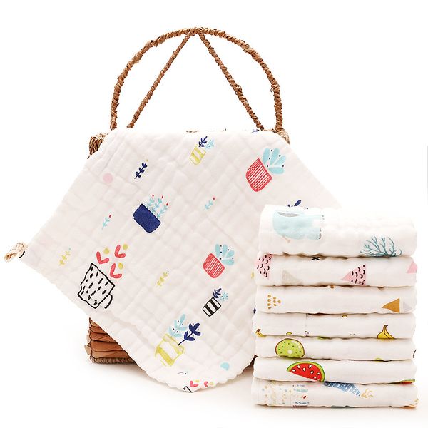 

baby muslin towel cotton floral square bibs kids 6 layers washing gauze handkerchief towel wipe cloth wrap toddler bibs gga2332