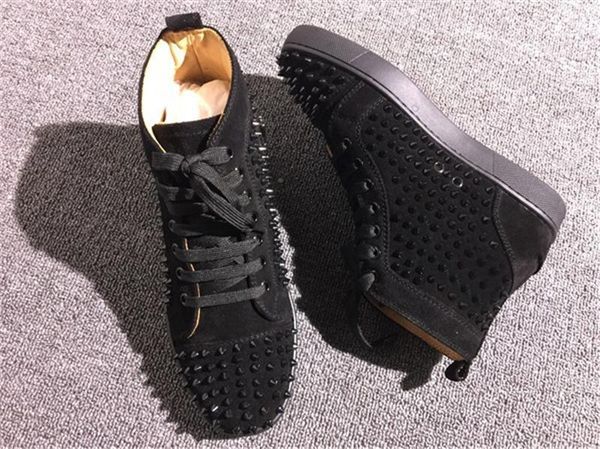 

2018 red bottoms shoes with studded spikes high red bottom fashion sneakers ,luxury comfort casual flats shoes, Black