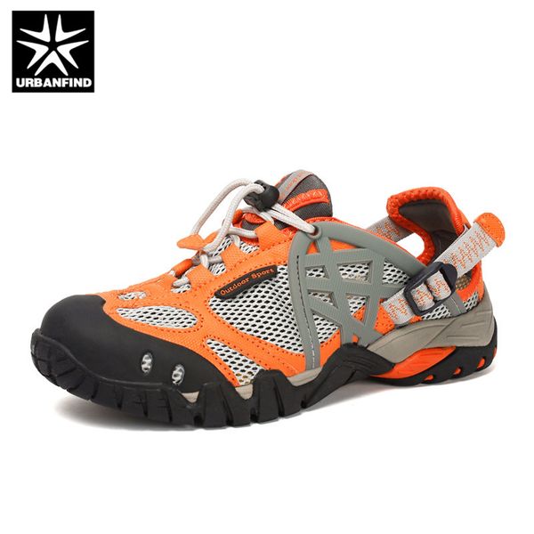 

urbanfind brand men summer mesh sandals plus size 35-47 style male female breathable casual shoes beach water sandals, Black