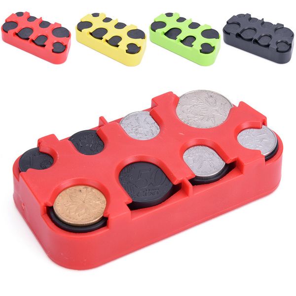 

1pc plastic coin collection purse wallet organizer holder for bus taxi car coin changer holder mini euro coin dispenser, Red;black