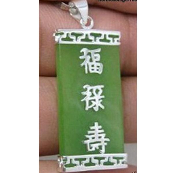 

fashion jewelry natural jade silver fortune letter pendant and necklace