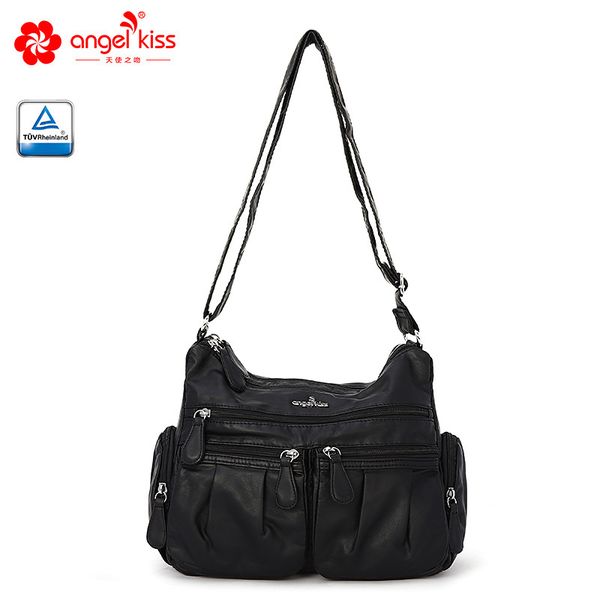 

angelkiss 2019 fashion women's shoulder bag female soft pu handbag multi-pockets bag lady messenger bags large purse
