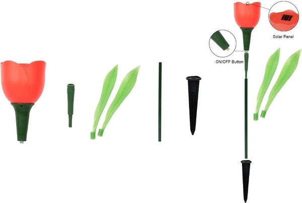

led solar power garden lights colorful flower tulip lamp, for outdoor landscaping park lawns grasses night decoration light