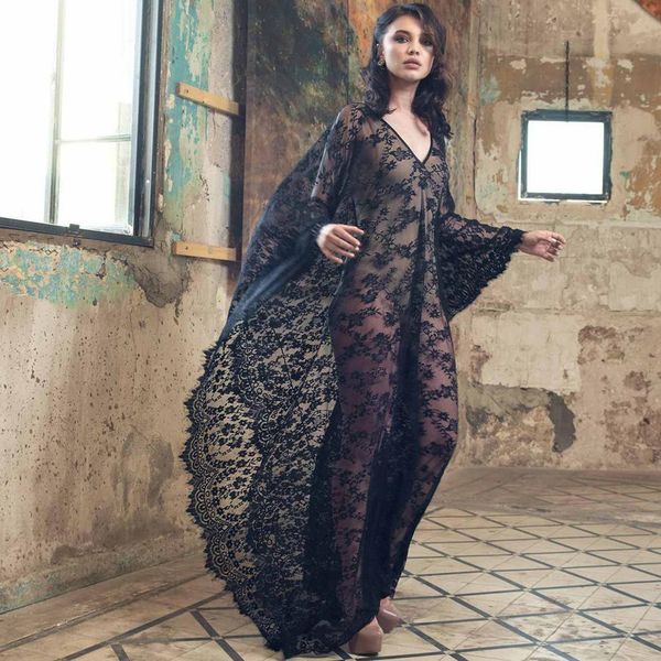 

fashion women summer lace floral bikini casual, swimwear full length cover up long sleeve beach dress, Blue;gray