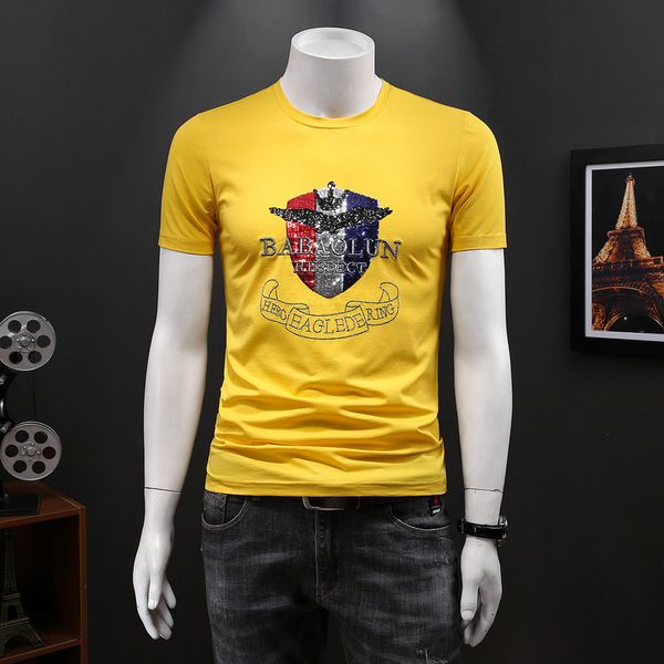 

2020 new summer men tshirt o-neck printing short sleeve embroidery slim fit short sleeve t-shirt mens designer casual mens t-shirts, White;black