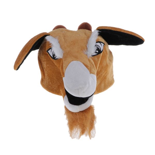 

cute animal hat fluffy brown goat hat gift cartoon cute plush cap unisex, Blue;gray