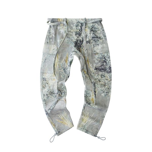 

mens jeans fashion fog 6th high street leaves camouflage pants branches twill denim ribbon jeans xs-l, Blue