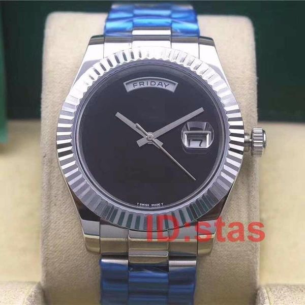 

luxury mens watches automatic 36mm day date watch glide smooth black face mechanics men's watches original 18k gold stainless steel cla, Slivery;brown