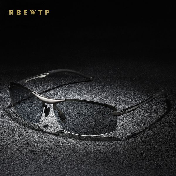 

rbewtp brand 2018 pchromic sunglasses men semi-rimless polarized driving hd lens sun glasses uv400 frame eyewear gafas de so, White;black