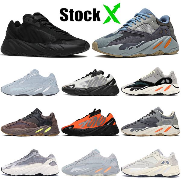 

kanye 700 triple black 2020 carbon blue men women trainers running shoes wave runner orange stock x analog carbon blue sport trainers, White;red