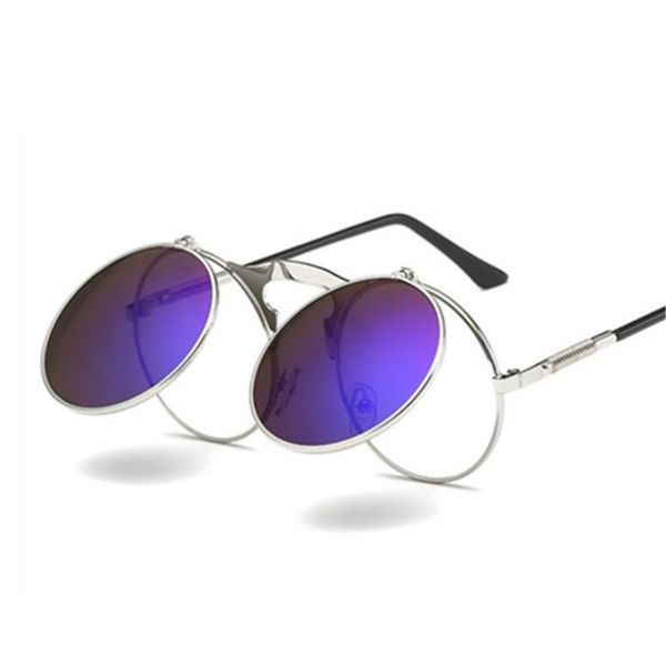 

round metal frames steampunk female male sun glasses women men brand designer vontage eyewear uv400 retro steam punk sunglasses, White;black