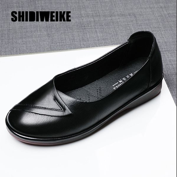 

women's shoes black shoes women flats leisure retro round toe ladies flats genuine leather sapato feminino r181