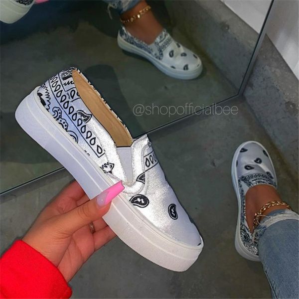 

fashion printing women flat shoes slip on platform shoes for women comfortable casual, Black